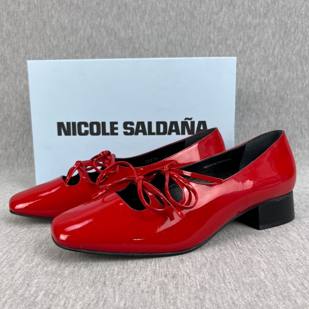 Nicole Saldaña Isabel Shoe Womens 40 (US 10) Cherry Red Patent Leather NEW